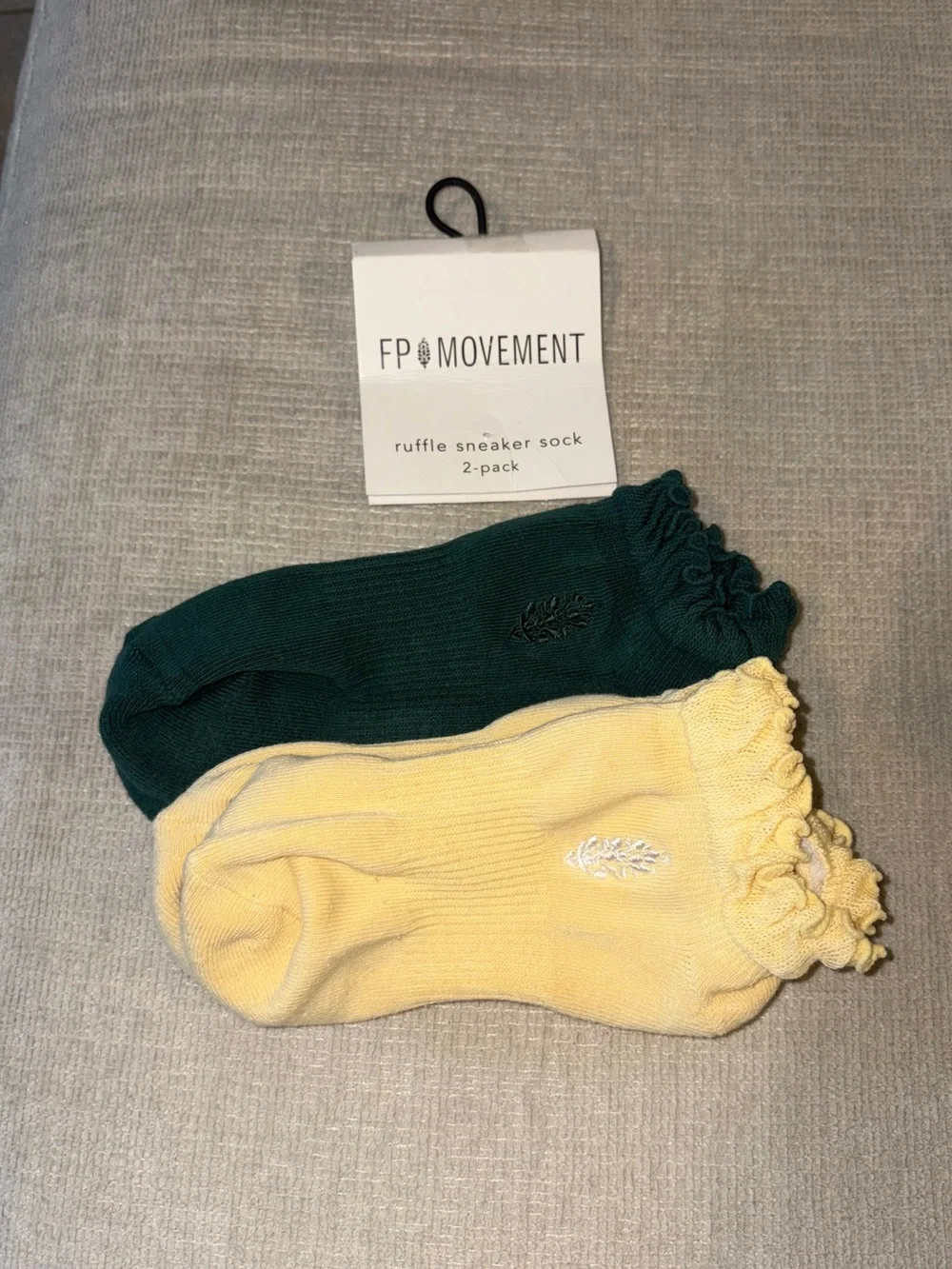 Free People Movement Ruffle Sneaker Sock 2-Pack Evergreen Green Sunlit Yellow